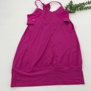 LULULEMON No Limits Athletic Tank With Built in Bra Elastic Waistband pink 4